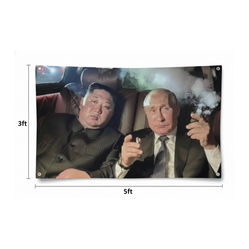 Kim Jung Un and Putin College Flag